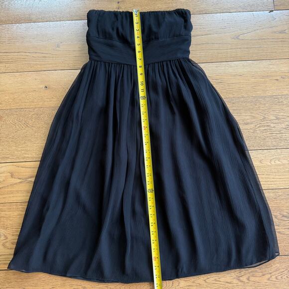 J. Crew Silk Chiffon Babydoll Strapless Dress Size 4 Vintage Y2K Midi Black - Picture 10 of 10